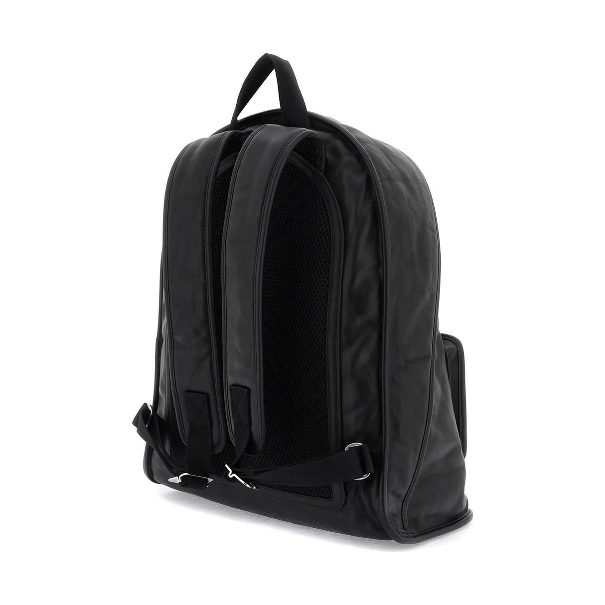 Black Large Shield Crinkled Calfskin Backpack BURBERRY JOHN JULIA.