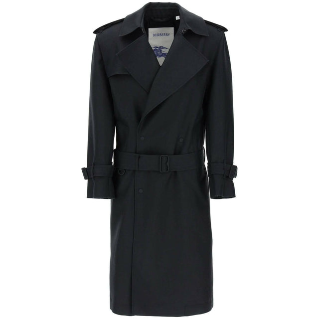 Black Long Silk-Blend Double-Breasted Trench Coat BURBERRY JOHN JULIA.