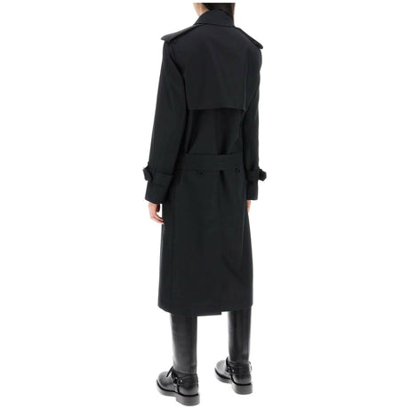 Black Long Silk-Blend Double-Breasted Trench Coat BURBERRY JOHN JULIA.