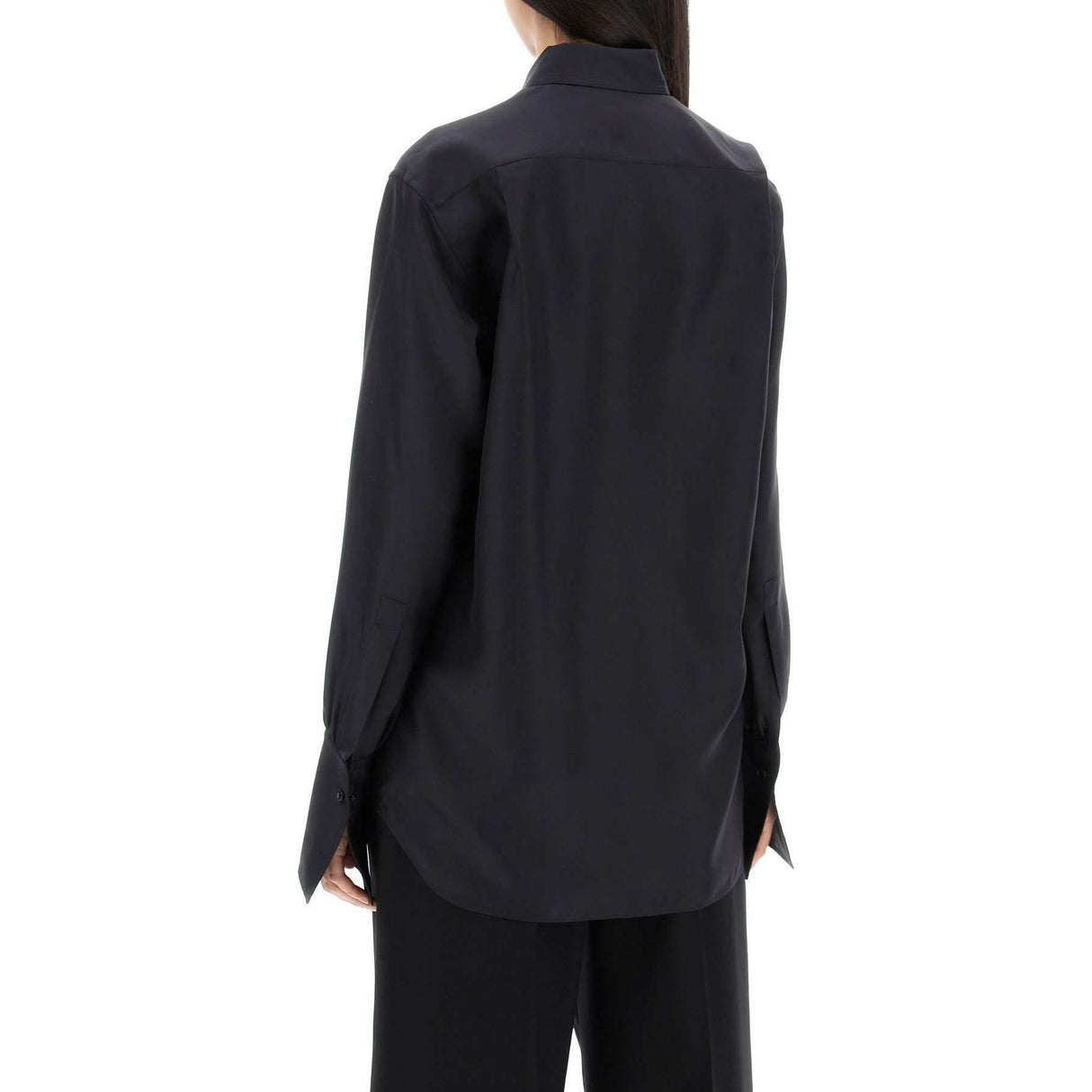 Black Long-Sleeve Silk Georgette Shirt BURBERRY JOHN JULIA.