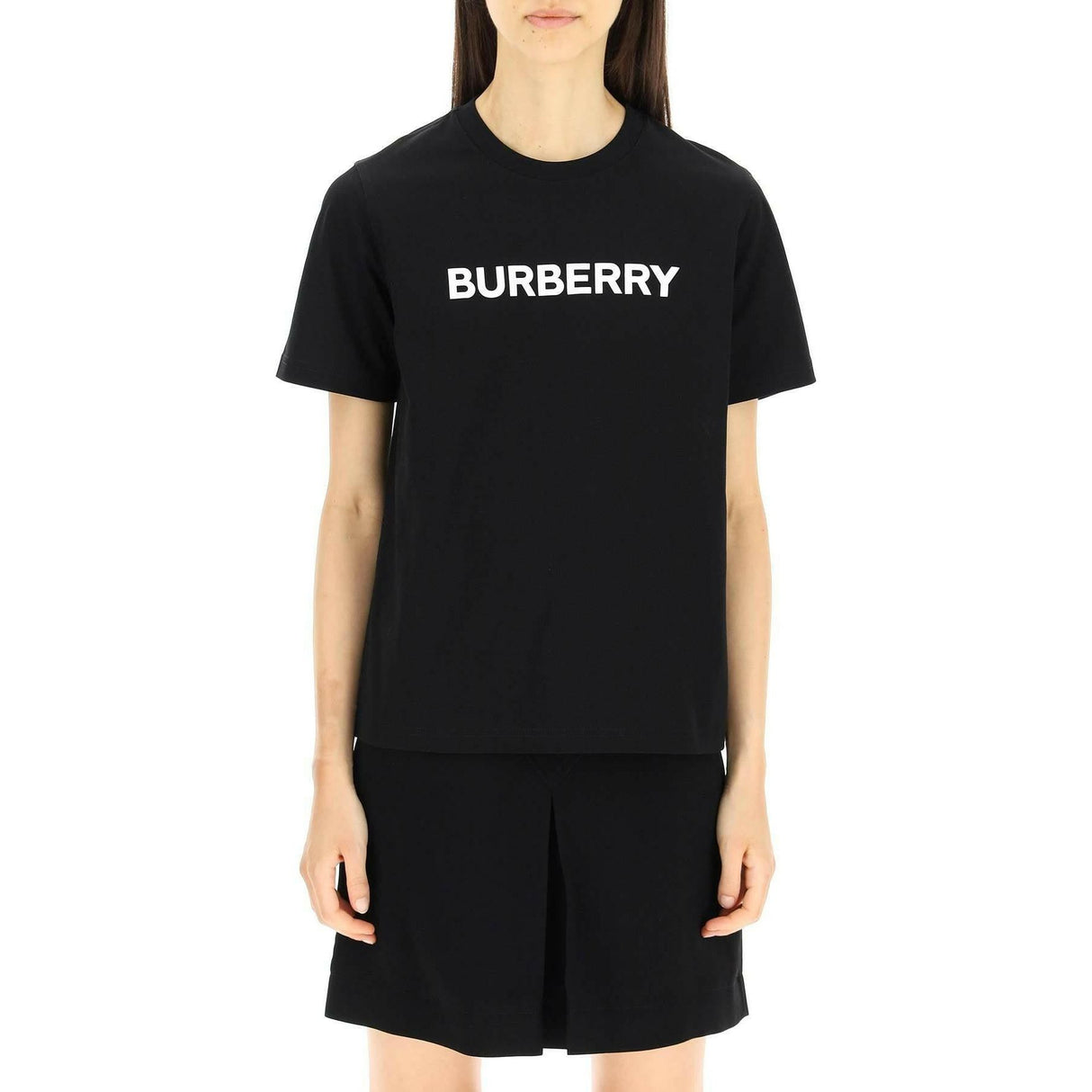 Black Margot Organic Cotton Logo Print T-Shirt BURBERRY JOHN JULIA.