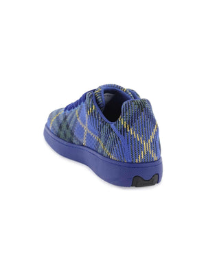 Bright Navy Check Knit Box Sneakers BURBERRY JOHN JULIA.