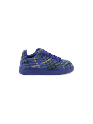 Bright Navy Check Knit Box Sneakers BURBERRY JOHN JULIA.