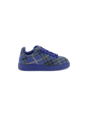 Bright Navy Check Knit Box Sneakers BURBERRY JOHN JULIA.