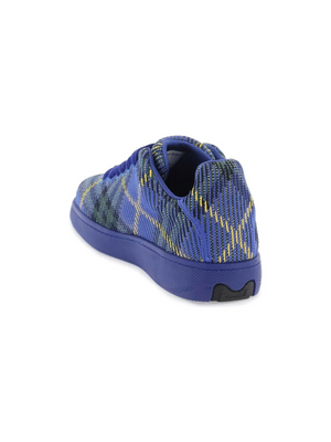 Bright Navy Check Knit Box Sneakers BURBERRY JOHN JULIA.