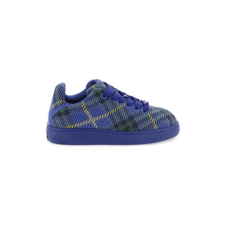 Bright Navy Check Knit Box Sneakers BURBERRY JOHN JULIA.