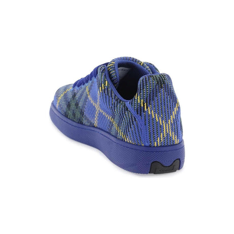 Bright Navy Check Knit Box Sneakers BURBERRY JOHN JULIA.