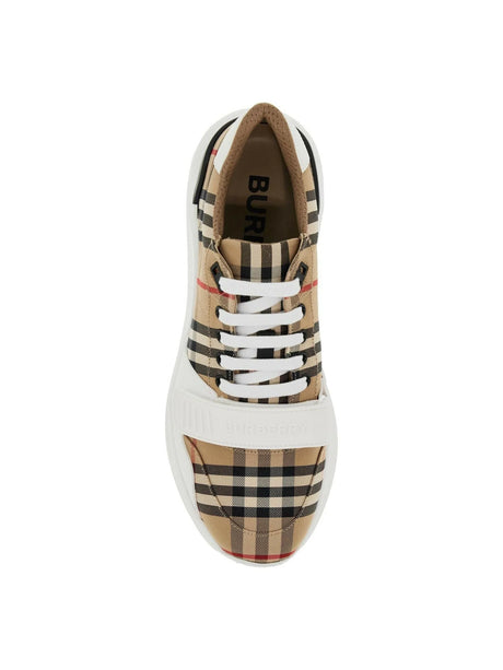 Check Leather Sneakers-Burberry-JOHN JULIA