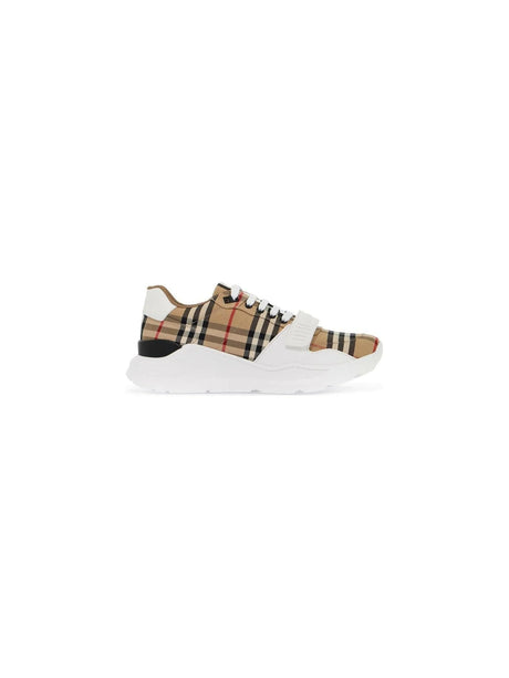 Check Leather Sneakers-Burberry-JOHN JULIA