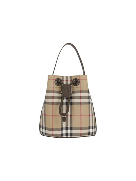 Check Coated Canvas Mini Bucket Bag-BURBERRY-JOHN JULIA