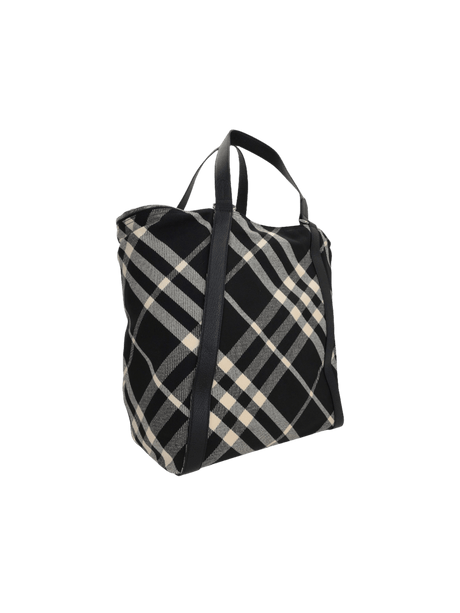 Check Jacquard Tote Bag-BURBERRY-JOHN JULIA