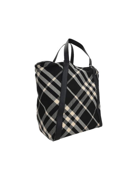 Check Jacquard Tote Bag-BURBERRY-JOHN JULIA