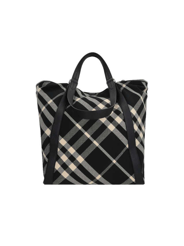 Check Jacquard Tote Bag-BURBERRY-JOHN JULIA