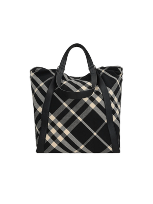 Check Jacquard Tote Bag-BURBERRY-JOHN JULIA