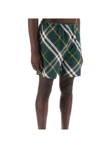 BURBERRY-Check Nylon Swim Shorts-JOHN JULIA