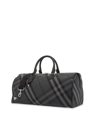 Check Pattern Canvas Travel Duffle-Burberry-JOHN JULIA