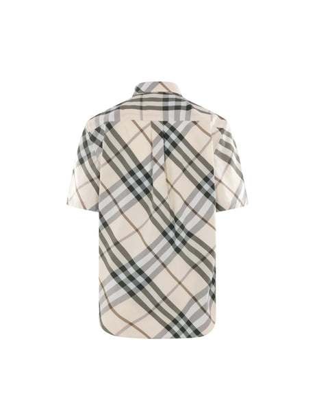 BURBERRY-Check Poplin Short-sleeved Shirt-JOHN JULIA