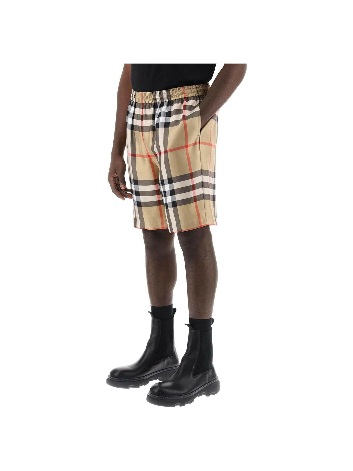 BURBERRY-Check Silk Shorts-JOHN JULIA