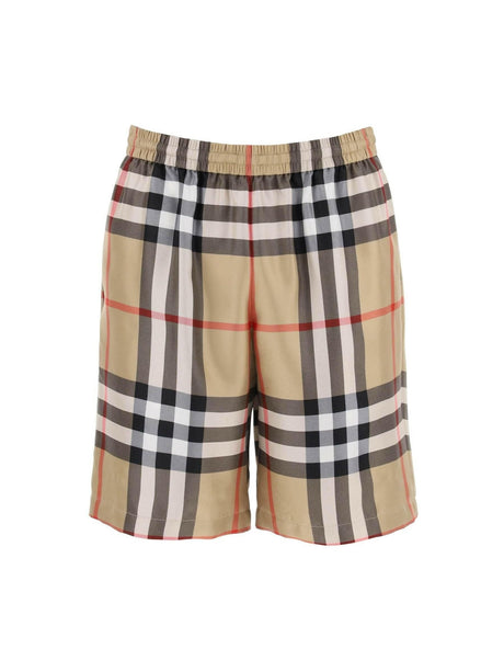 BURBERRY-Check Silk Shorts-JOHN JULIA