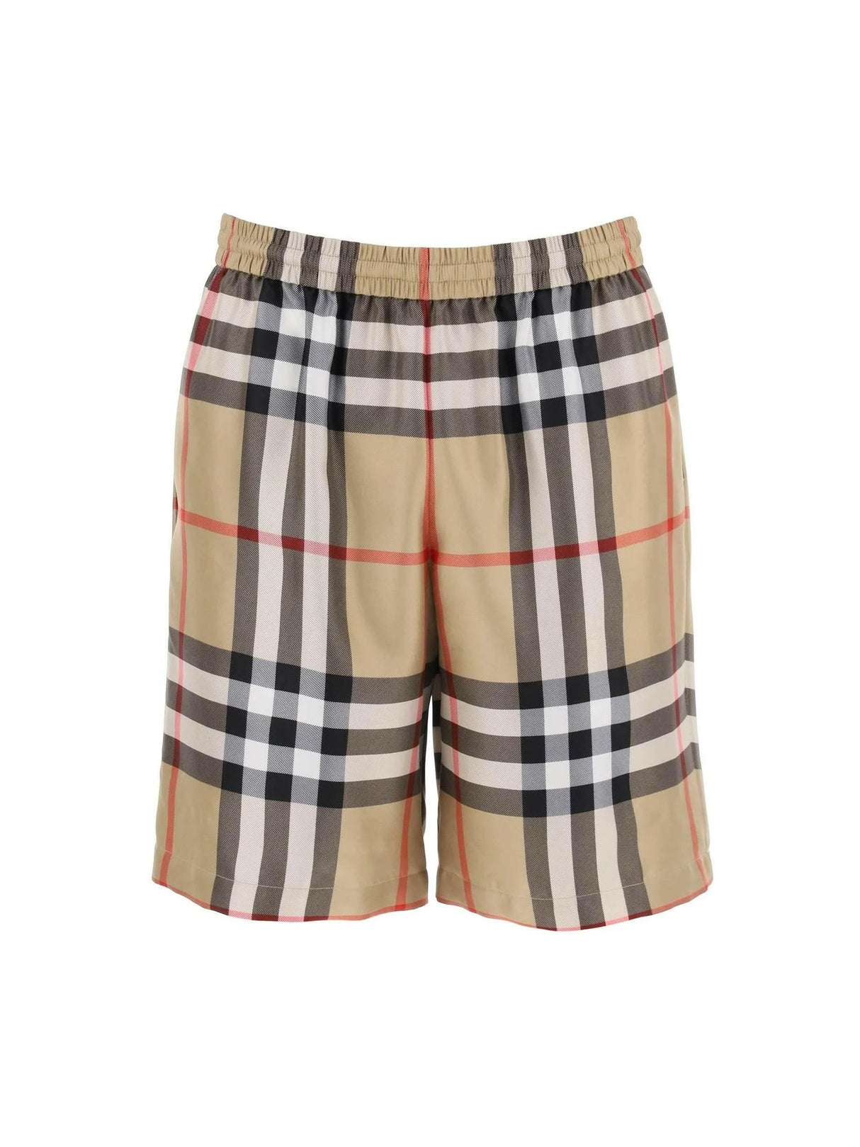 BURBERRY-Check Silk Shorts-JOHN JULIA