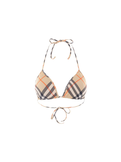 Check Stretch Nylon Bikini Top-BURBERRY-JOHN JULIA