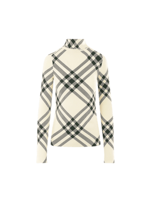 Check Stretch Viscose Turtleneck-BURBERRY-JOHN JULIA