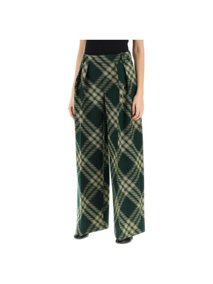 Check Wide-Leg Wool Trousers BURBERRY JOHN JULIA.