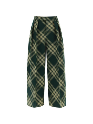 Check Wide-Leg Wool Trousers BURBERRY JOHN JULIA.