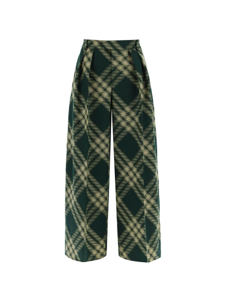 Check Wide-Leg Wool Trousers BURBERRY JOHN JULIA.