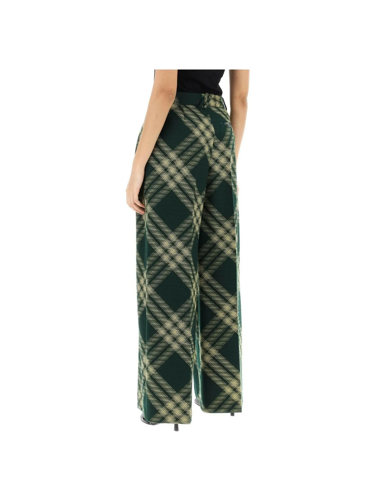 Check Wide-Leg Wool Trousers BURBERRY JOHN JULIA.