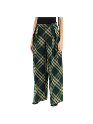 Check Wide-Leg Wool Trousers BURBERRY JOHN JULIA.