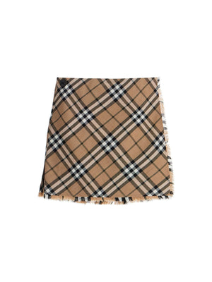 BURBERRY-Check Wool Blend Mini Kilt -JOHN JULIA.