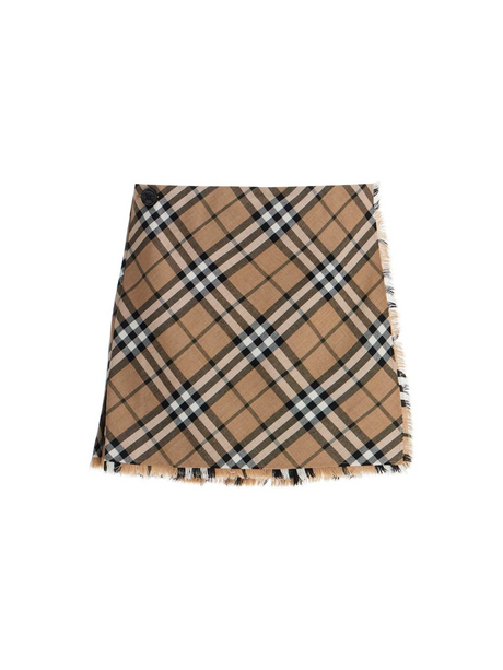 BURBERRY-Check Wool Blend Mini Kilt -JOHN JULIA.