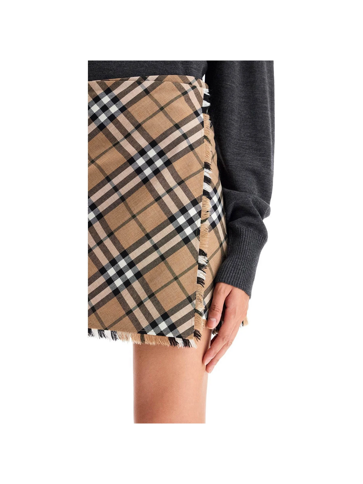 BURBERRY-Check Wool Blend Mini Kilt -JOHN JULIA.