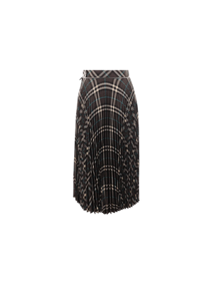 Check Wool Blend Pleated Skirt-BURBERRY-JOHN JULIA