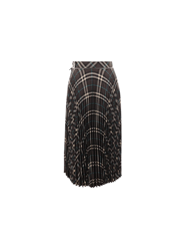 Check Wool Blend Pleated Skirt-BURBERRY-JOHN JULIA