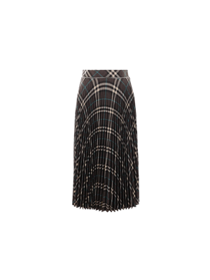 Check Wool Blend Pleated Skirt-BURBERRY-JOHN JULIA