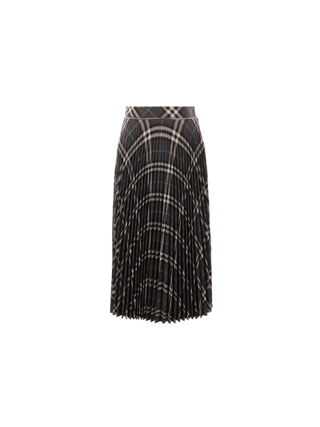 Check Wool Blend Pleated Skirt-BURBERRY-JOHN JULIA