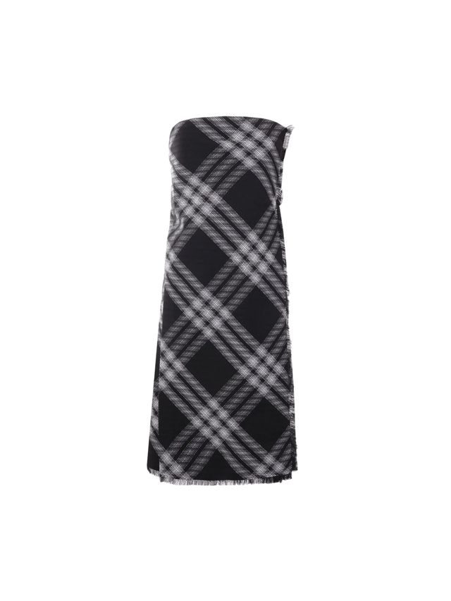 Checked Wool Wrap Bustier Dress-BURBERRY-JOHN JULIA