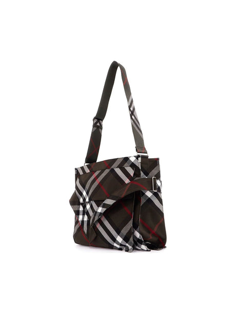 Cotton Blend Trench Check Medium Tote Bag