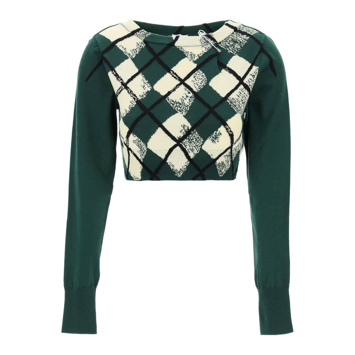 Cropped Diamond Pattern Pullover BURBERRY JOHN JULIA.