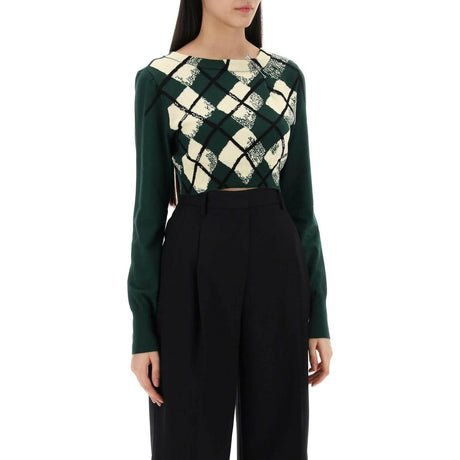 Cropped Diamond Pattern Pullover BURBERRY JOHN JULIA.