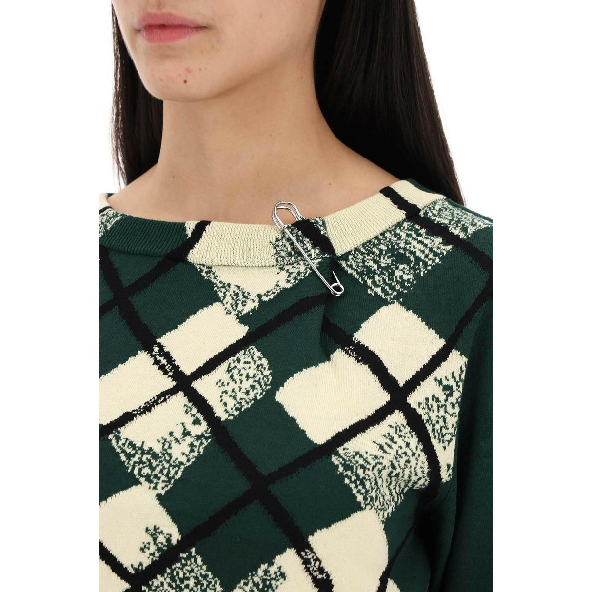 Cropped Diamond Pattern Pullover BURBERRY JOHN JULIA.