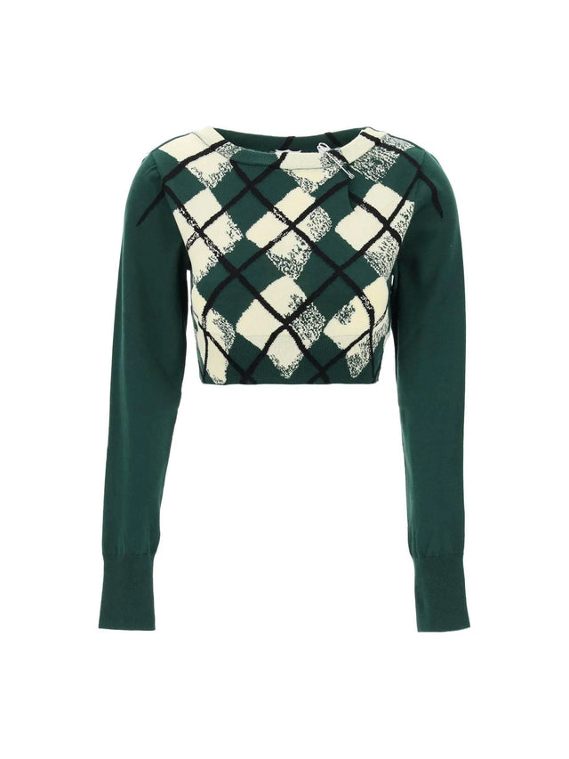 BURBERRY-Cropped Diamond Pattern Sweater-JOHN JULIA