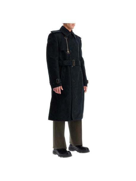 Double-Breasted Moleskin Trench Coat-Burberry-JOHN JULIA