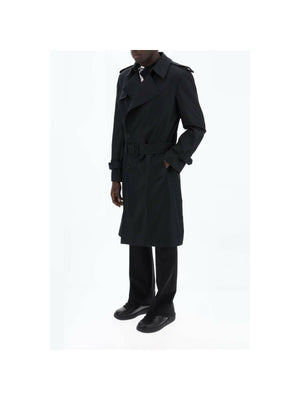 Black Double Breasted Silk Blend Trench Coat BURBERRY JOHN JULIA.