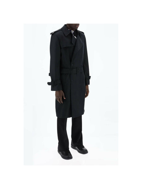 Black Double Breasted Silk Blend Trench Coat BURBERRY JOHN JULIA.