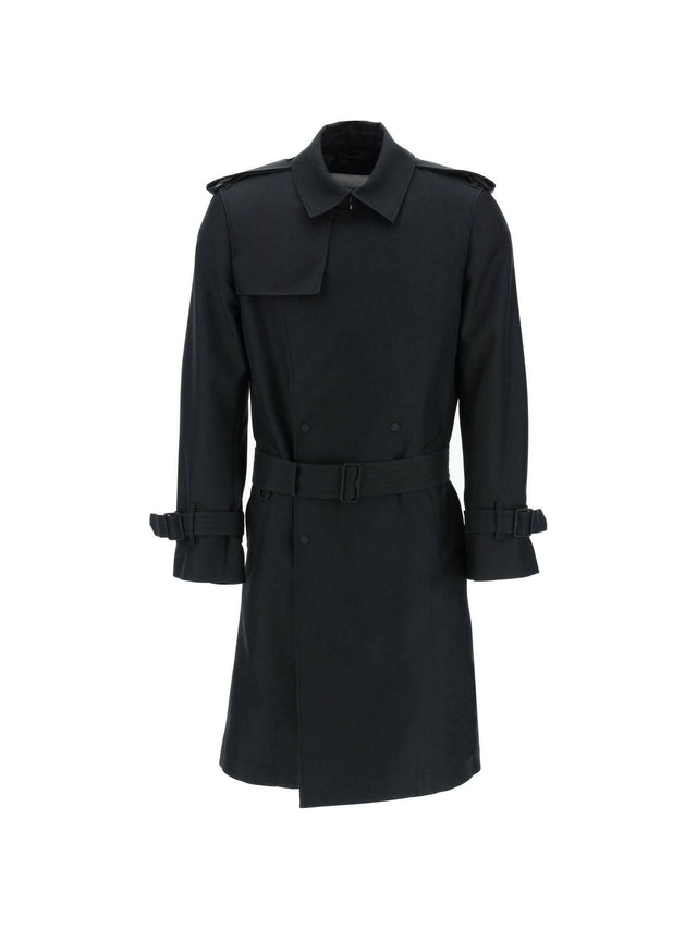 Black Double Breasted Silk Blend Trench Coat BURBERRY JOHN JULIA.