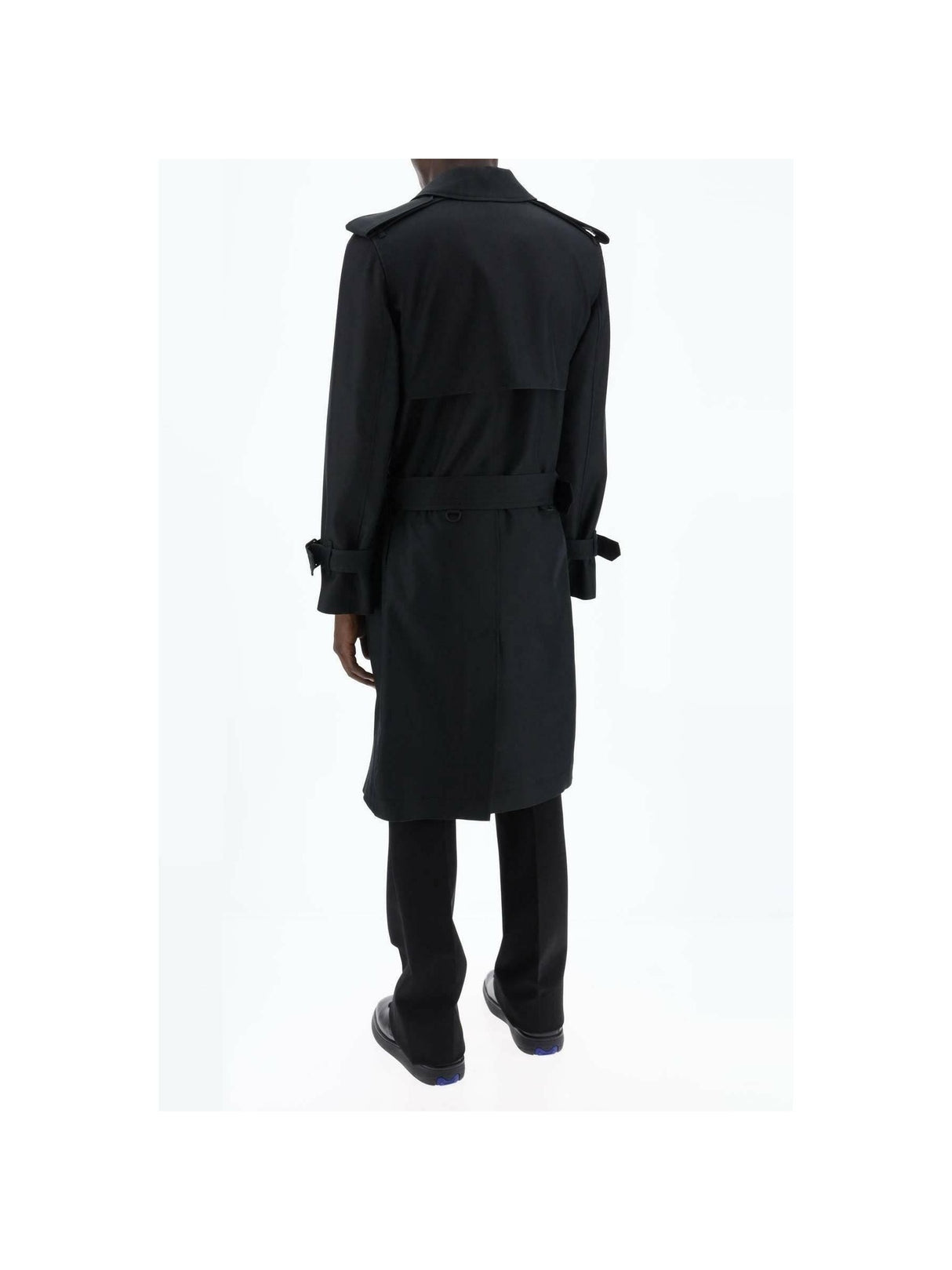 Black Double Breasted Silk Blend Trench Coat BURBERRY JOHN JULIA.