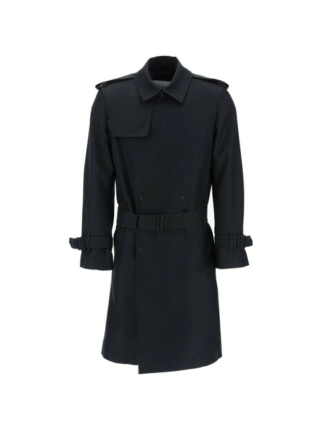 Black Double Breasted Silk Blend Trench Coat BURBERRY JOHN JULIA.